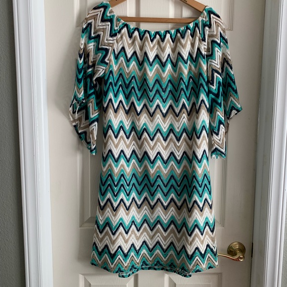 Tacera Women’s Zigzag Pattern Off  Shoulder Dress Size Large - Picture 17 of 17